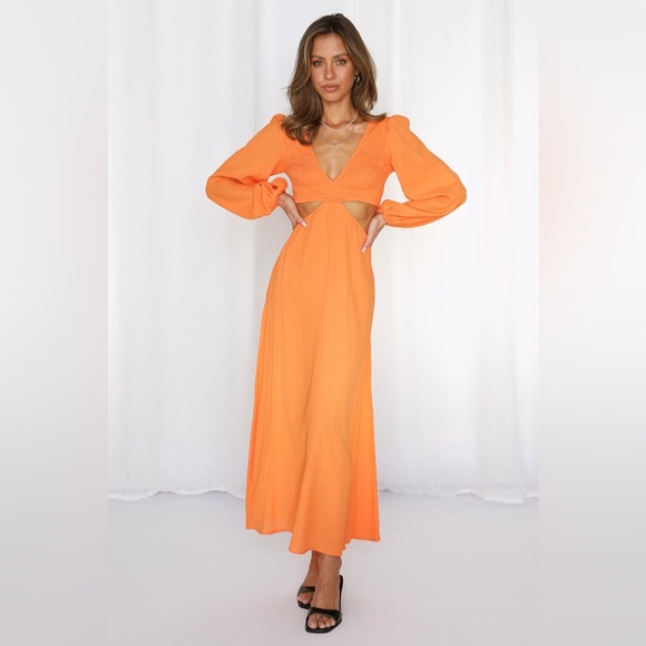 Hello Molly At The Centre Maxi Dress in Orange Size 6 Medium - Picture 1 of 7